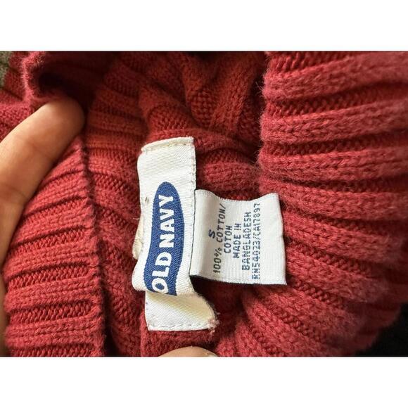 Old Navy Colorblock Turtleneck Sweater Red Gray Women’s Small - Picture 3 of 5